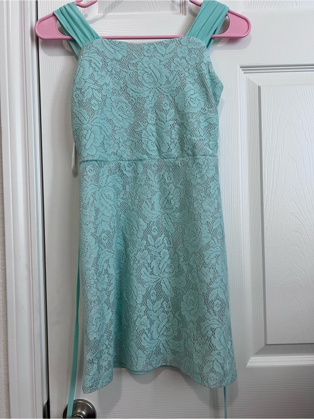 Bwear Mint Lace Overlay Sleeveless Party Dress